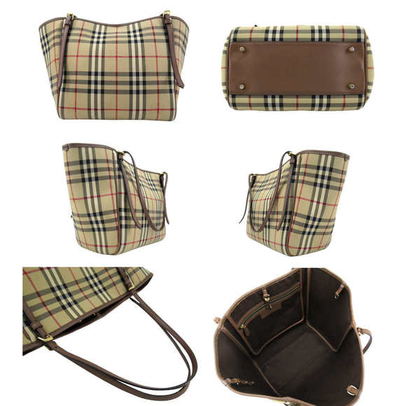 Burberry London England Tote Bag Canvas Beige - Picture 2 of 6